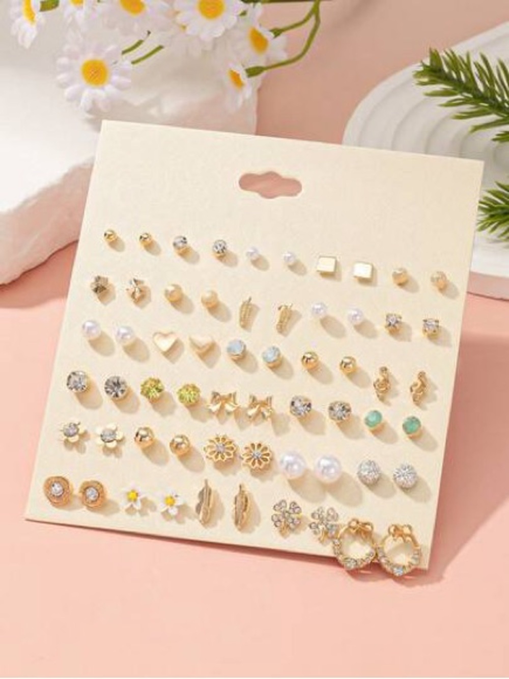 30 Pairs Assorted Minimalist Stud Earrings Set